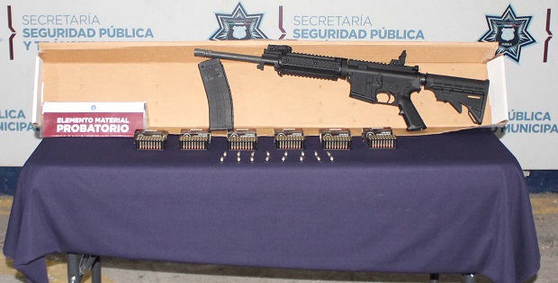 Aseguró SSC de Puebla un fusil de asalto ar-15 junto con más de 300 cartuchos útiles