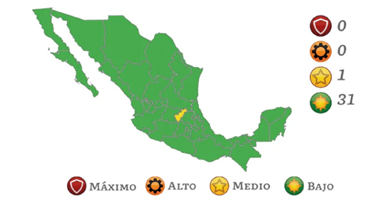 Sólo un Estado en amarillo por COVID