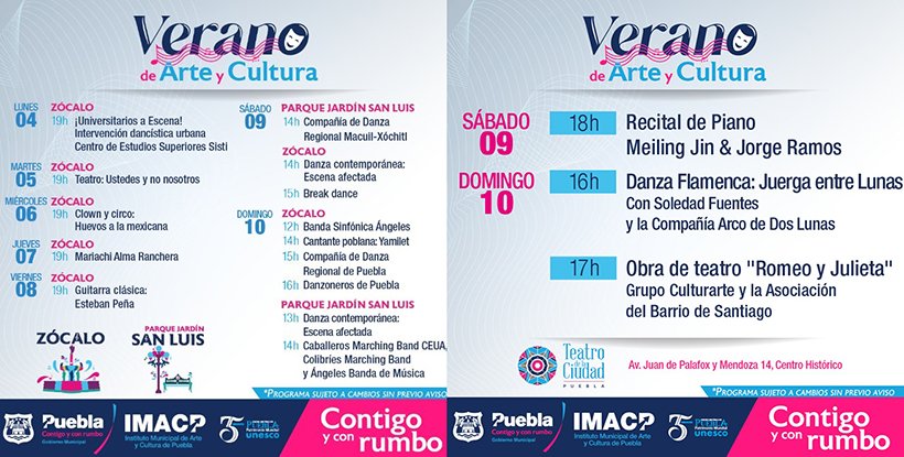 Arte y Cultura, centro de las vacaciones de verano en Puebla Capital