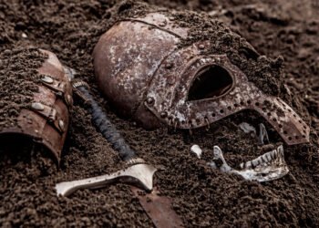 Un hombre encuentra en el patio de su casa una tumba vikinga con armas