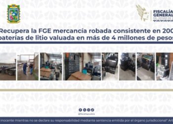 Recupera la FGE mercancía robada consistente en 200 baterías de litio valuada en más de 4 millones de pesos