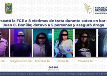 Rescató la FGE a 8 víctimas de trata durante cateo en bar de Juan C. Bonilla; detuvo a 5 personas y aseguró droga