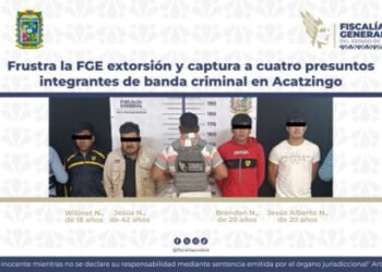 Frustra la FGE extorsión y captura a cuatro presuntos integrantes de banda criminal en Acatzingo