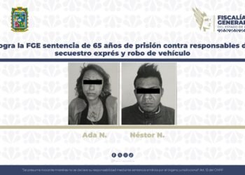 Logra la FGE sentencia de 65 años de prisión contra responsables de secuestro exprés y robo de vehículo