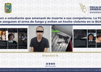 Detienen a estudiante que amenazó de muerte a sus compañeros. La FGE y SSP le aseguran el arma de fuego y evitan un hecho violento en la BUAP