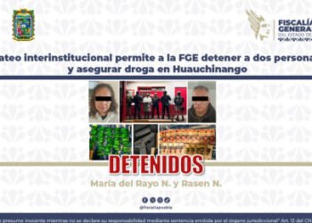 Cateo interinstitucional permite a la FGE detener a dos personas y asegurar droga en Huauchinango