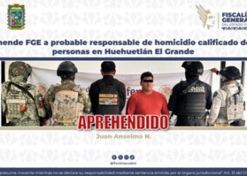 Aprehende FGE a probable responsable de homicidio calificado de seis personas en Huehuetlán El Grande