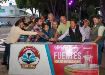 Entrega Gobierno de Pepe Chedraui mantenimiento de fuentes del Parque de las Letras gracias a Fuentes que Brillan