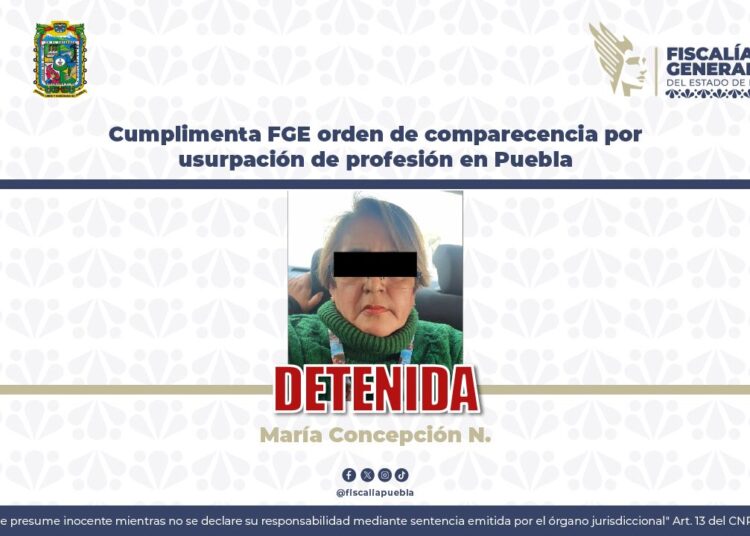 Cumplimenta FGE orden de comparecencia por usurpación de profesión en Puebla