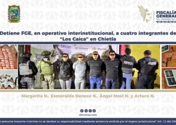 Detiene FGE, en operativo interinstitucional, a cuatro integrantes de “Los Caica” en Chietla