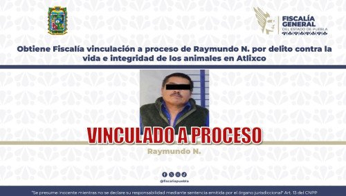 Obtiene Fiscalía vinculación a proceso de Raymundo N. por delito contra la vida e integridad de los animales en Atlixco