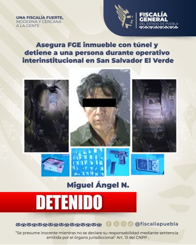 Asegura FGE inmueble con túnel y detiene a una persona durante operativo interinstitucional en San Salvador El Verde