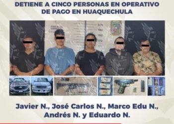 Rescata FGE a víctima de secuestro y detiene a cinco personas en operativo de pago en Huaquechula