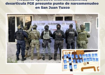 Mediante operativo interinstitucional, desarticula FGE presunto punto de narcomenudeo en San Juan Tuxco