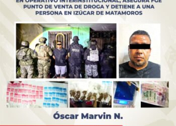 En operativo interinstitucional, asegura FGE punto de venta de droga y detiene a una persona en Izúcar de Matamoros