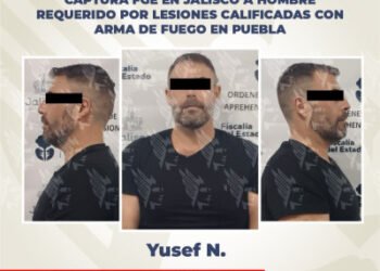Captura FGE en Jalisco a hombre requerido por lesiones calificadas con arma de fuego en Puebla